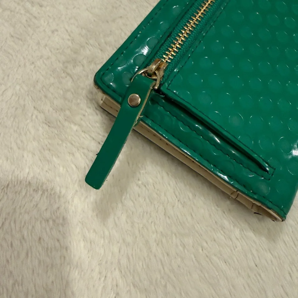 Kate Spade New York Leather Wallet Women’s Zip Around Card Holder Emerald Green - Picture 6 of 14